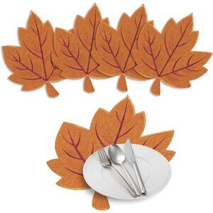 Fall Leaves Placemats Set of 4, Embroidered Harvest Maple Leaf Place
